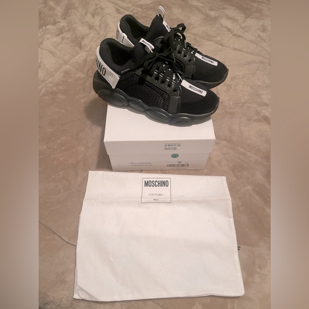 Moschino Black Strap Teddy Sneakers
